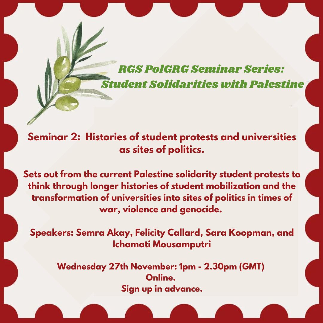 Seminar series: Student Solidarities with Palestine – seminar 2 announced